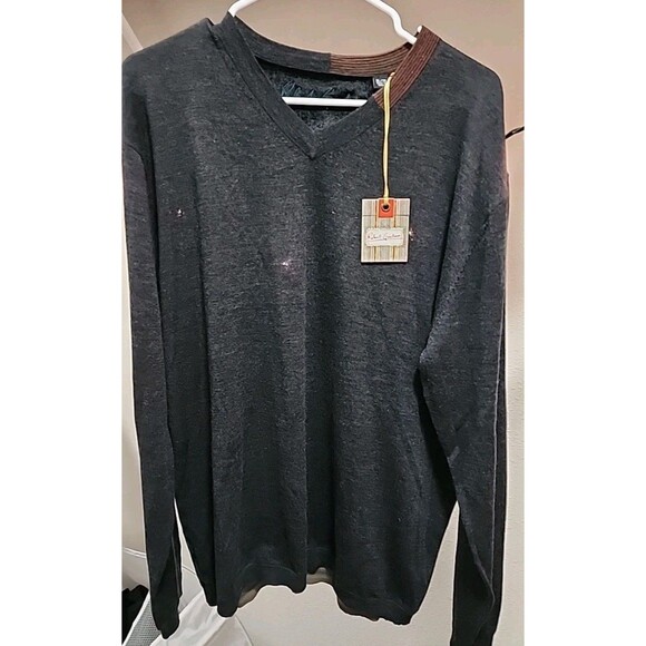 Robert GRAHAM Black Merino Wool Sweater Sz XL - Picture 2 of 6